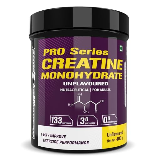 HealthyHey Sports Creatine Monohydrate, (133 Servings, Unflavoured, 400g Powder) for Muscle Building & Performance HealthyHey Sports Creatine Monohydrate, (133 Servings, Unflavoured, 400g Powder) for Muscle Building & Performance