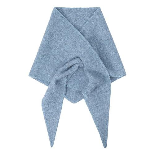 Schal Damen Winter Strickschal Dreieck Warme Weich Dreiecksschal Einfarbig Gestrickt Leichter Winterschal Herbstschal Winter Accessoire (Blue-c, One Size)