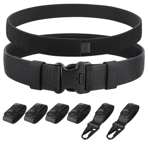 KRYDEX GEAR Police Duty Belt 2 Law Enforcement Officer Nylon Outer 1.5 Inner Belt + 6 Keepers (Black L)