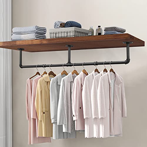 Livabber Industrial Pipe Clothes Rack, Heavy Duty Detachable Iron Garment Rack Wall Mounted, Rustic Saving Space Clothes Bar Multi-Purpose Hanging Rod For Bedroom, Closet, Black (60 Inch) #TOP3