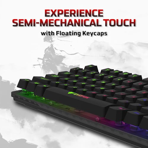 EvoFox Fireblade TKL Semi-Mechanical Gaming Keyboard with Rainbow Backlit& Breathing Effect, Floating Keycaps, 19 Anti-Ghosting & 12 Multimedia Keys, Windows Lock Key, Braided Cable (Black) view 2