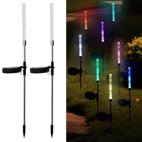 CBAXEAXM 2PCS Solar Bubble Stake Lights Outdoor, Color Changing LED Bubble Pathway Light with Stake Easy Install for Garden Yard, Patio, Walkway, Landscape Decor