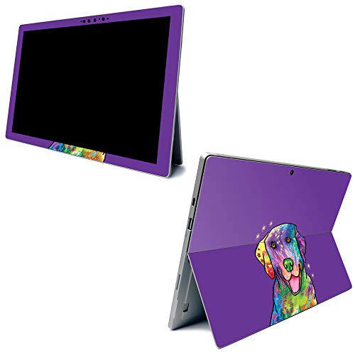 Image of MightySkins Carbon Fiber Skin for Microsoft Surface Pro 7 - Golden Retriever Rainbow | Textured Carbon Fiber Finish | Easy to Apply, Remove, and Change Styles | Made in The USA
