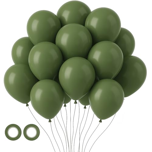 Image of Voircoloria 105pcs Sage Green Balloons 12inch Olive Green Balloons for Birthday Graduation Baby Shower Wedding Anniversary New Year Party Decorations