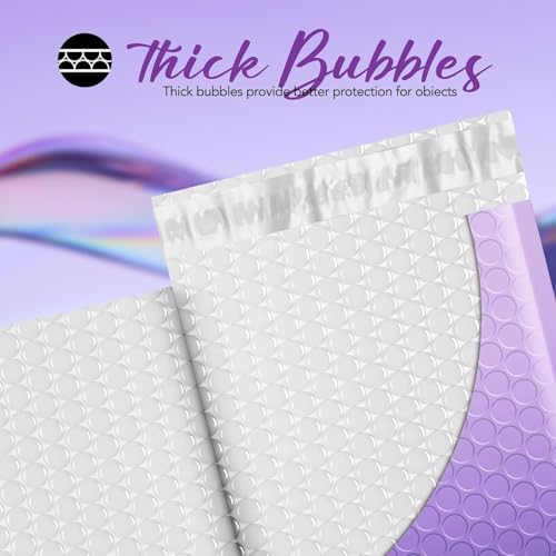 Image of Fuxury 40 Pack Thick Bubble Mailers 8.5x12 Gradient Purple Bubble Envelopes | Usable Size 8.5x11 inch Cute Design Cushion Mailer for Small Business Mailing Books Clothes Makeup Supplies