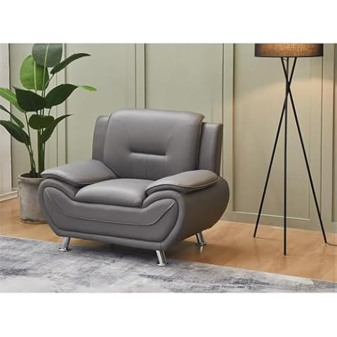 Kingway Furniture Zebra Upholstered Modern Faux Leather Chair in Gray Cover