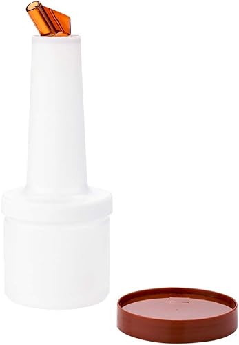 Miniatura 2 de Restaurantware Botella de plástico de 0.5 cuartos de galón de almacenamiento - con boquilla marrón y tapa - Botella de almacenamiento de barra - 3