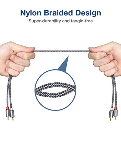 Jsaux Rca Cables, [6.6Ft/2M, Dual Shielded Gold-Plated] 2Rca Male To 2Rca Male Stereo Audio Cable For Home Theater, Hdtv, Amplifiers, Hi-Fi Systems [Grey] #TOP5