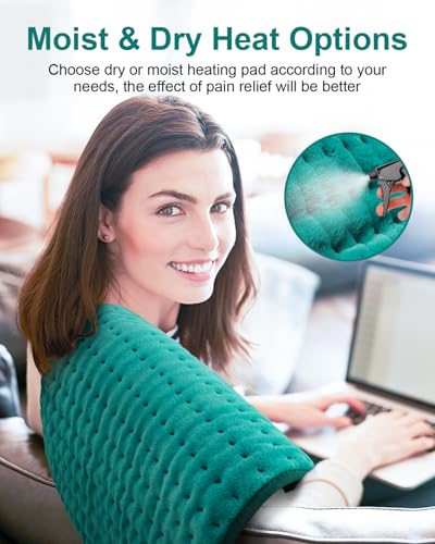 Image of Heating Pad for Period Cramps, Mothers Day Gifts & Birthday Gifts for Women Mom Men Dad, Electric Heating Pads for Abdomen /Waist /Shoulder, 16 inch x 24 inch, 6 Heat Settings, 4 Auto-Off, Teal Green