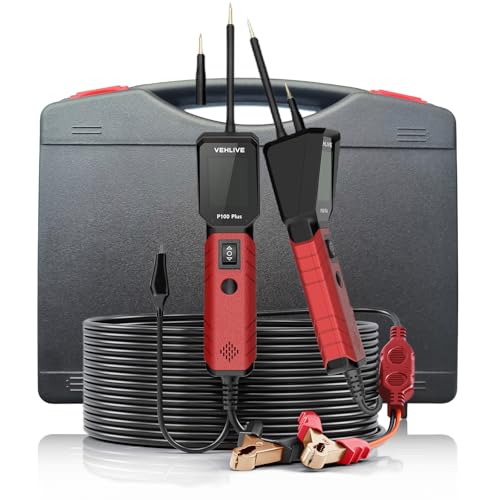 VEHLIVE P100 Plus Automotive Power Circuit Probe Tester,12V 24V Car Automotive Diagnostic Test Tool, Digital Volt Ohm Meter W/Overload Protection, Circuit Fault Finder w/ 40FT Cable & Angled Screen