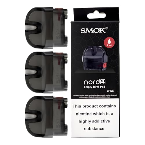 SMOK Nord 4 Pod [No Coil - RPM] 3 Pack - COMPATIBLE WITH: Nord 4 Kit and RPM Series Coils - Side-Fill All Vaping Style Press-Fit Coil Installation - Nicotine Free
