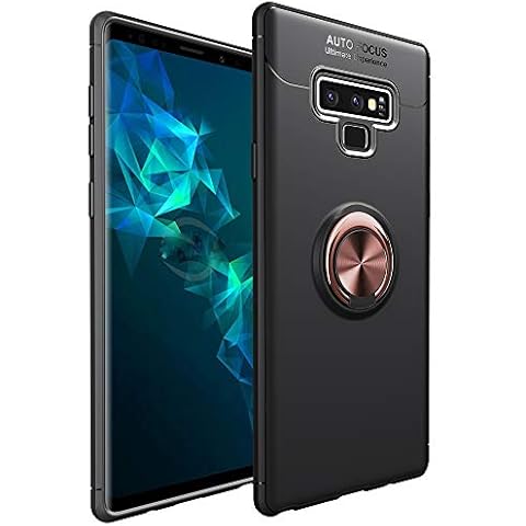 SORAKA Case for Samsung Galaxy Note 9 with 360 degree rotation Ring Stand Soft Slim Fit Silicone Case Shockproof Anti-fingerprint Case with Metal Plate for Magnetic Car Phone Holder Cover