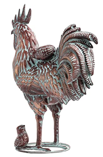 Clyb Garden Sculptures & Statues, Metal Rooster Home Decor, Outdoor Chicken Statue, Antique Copper Art Decorations For Lawn, Backyard, Kitchen, Patio, Yard, Handmade Animal Vintage Farmhouse Decor #TOP3