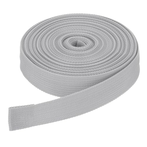DMiotech 10 Yard x 1 Inch Width Nylon Webbing Strap Poly Flat Webbing Strapping for DIY Craft Backpack Strapping, Sewing, Outdoor Gear Repair, Light Grey
