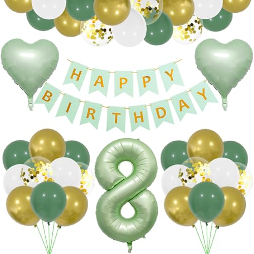 Guirlande de 8e anniversaire vert olive et accessoires chics