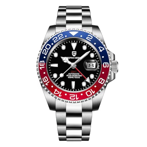 Pagani Design GMT Automatic Mechanical Men's Watch Rotating Ceramic Bezel Stainless Steel Watch with...