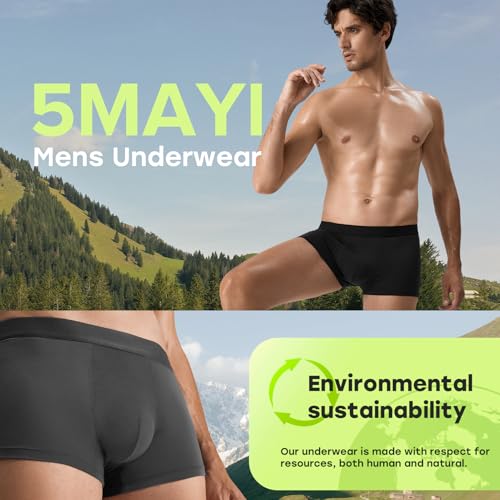 5Mayi Men's Bamboo Viscose Boxer Briefs Pack No Open Fly Trunks Underwear2