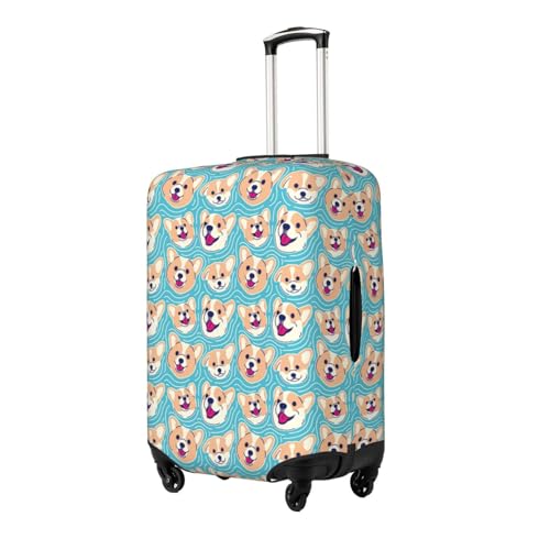 Water Ripple Cute Corgi Dog Funny Luggage Cover Protector Anti-Scratch Washable Fits 18-32 Inch Luggage-Large2