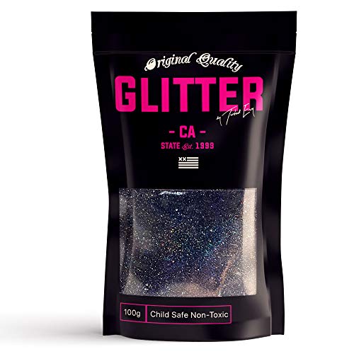 Black Holographic Premium Glitter Multi Purpose Dust Powder 100g / 3.5oz for use with Arts & Crafts Wine Glass Decoration Weddings Cards Flowers Cosmetic Face Body Nails (Packaging May Vary)