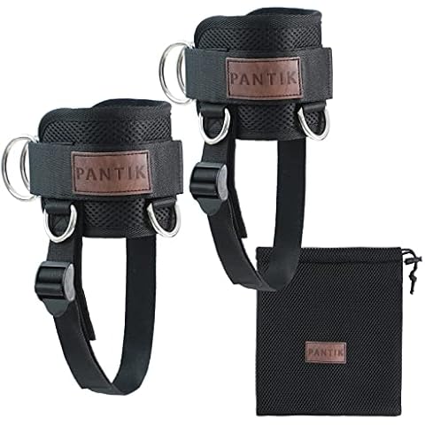 PANTIK Ankle Straps for Cable Machines Sports Adjustable Comfort fit Neoprene Padded Double D Steel Ring Gym Ankle Cuffs for Kickbacks Glute Fitness Workout, Leg Extensions, Curls for Women & Men Cover