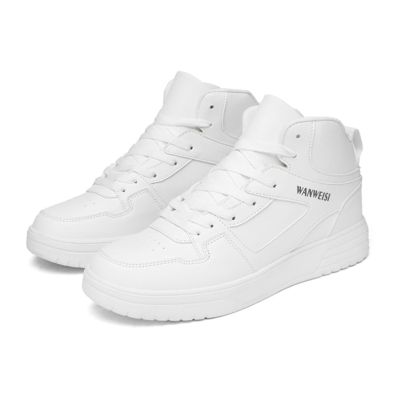 Men's High Top Sneakers, Black and White Casual Skate Shoes, Lace-Up Comfortable Walking…