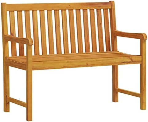 Bopdu Outdoor Patio Bench Solid Acacia Wood, Wooden Patio Chair for Outdoor Park Yard Porch Work Entryway - 43.3" x 21.9" x 35.4"