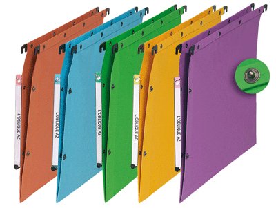 L'OBLIQUE 37699 Dossier suspendu Azv Ultimate Carte Kraft 240 g Armoire Entraxe 330 mm H275 mm Fond V Boîte de 10 Couleurs Assor