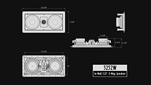Image of 5252W Silver Ticket in-Wall Speaker with Pivoting Tweeter (Dual 5.25 Inch in-wall Center Channel)