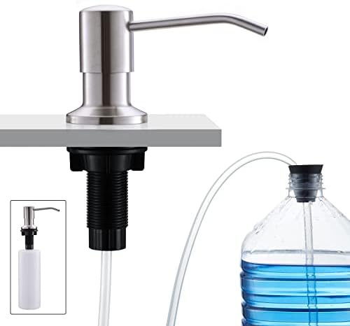 CREA Soap Dispenser for Kitchen Sink, Built in Countertop Kitchen Sink Soap Dispenser with 39" Extension Tube and 17oz Bottle Kit, Stainless Steel Brushed Under Sink Soap Pump