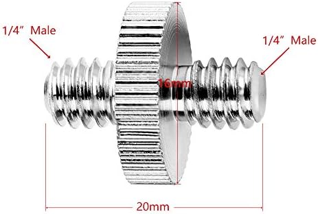 Standard 1/4"-20 Male to 1/4"-20 Male Threaded Screw Adapter Tripod Screw Converter (5 Pack)