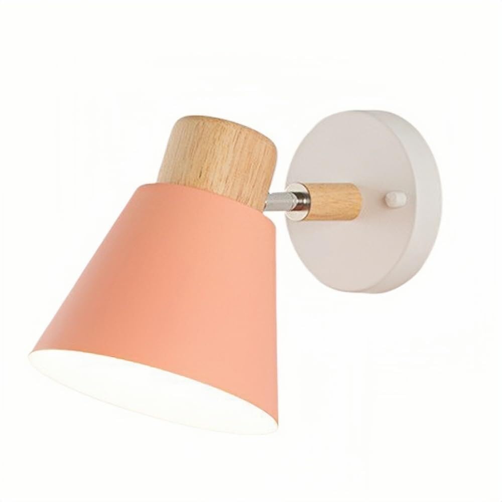 JYBNBBE Nordic Indoor Wall Lamp, Modern Minimalist Bedside Sconce, E27 Lighting for Bedroom & Living Room,Pink