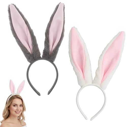 KbouZgxa 2 Stück Hasenohren Haarreif Plüsch Hasenohren Stirnband Niedliches Bunny Kostüm Zubehör Ideal für Karneval Hasen Ohren Kostüm Halloween und Ostern Themed Parties