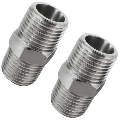 Image of Beduan 3 /8 Male to 3 /8 Male NPT Hex Nipple Stainless Steel Pipe Fitting (Pack of 2)