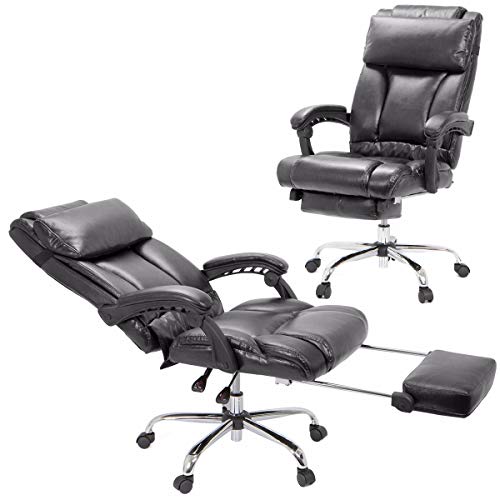 Barton High Back Office Chair with Extend Footrest Pad (Black)