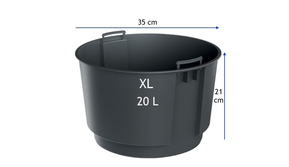 Doniczka na kwiaty z wyjmowanym wkładem, okrągła, odporna na mróz, nowoczesna, matowa, zestaw 2 szt. (antracyt, zestaw: XL + XXL)