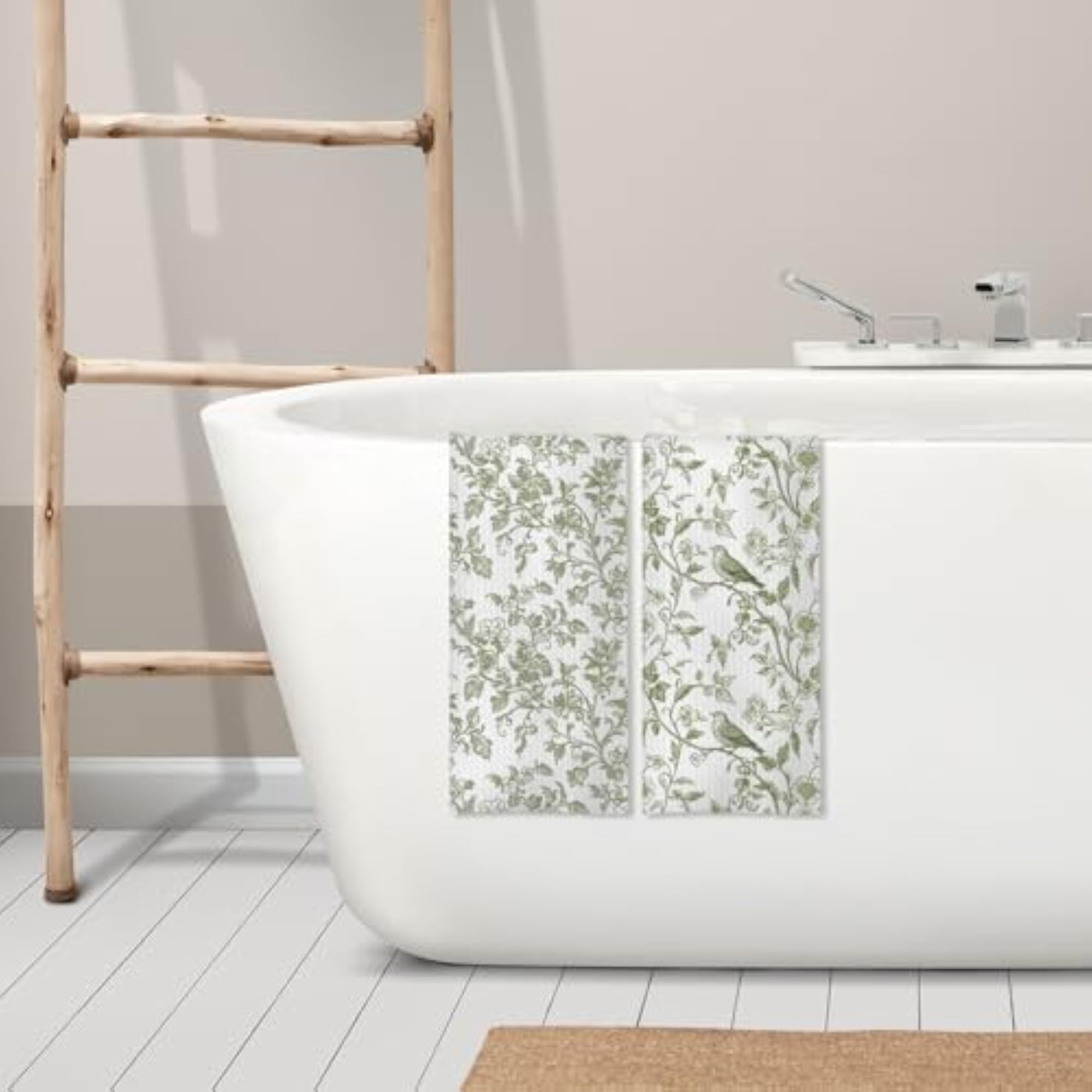 Sage Green Chinoiserie Floral Kitchen Towels