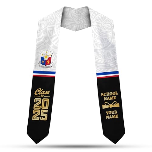 MonkeyVan Philippine Graduation Stole Philippines Graduation Flag Stole Sash Philippine American Flag Graduation Sash Plp6