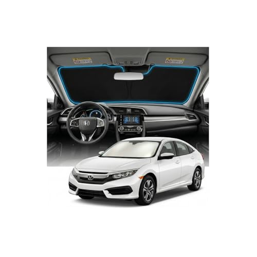 for Honda Civic Sun Shade Windshield Cover - Custom Fit Civic Accessories 2016-2021 Sunshade Foldable UV Protection & Heat Shield Sun Visor Accessories