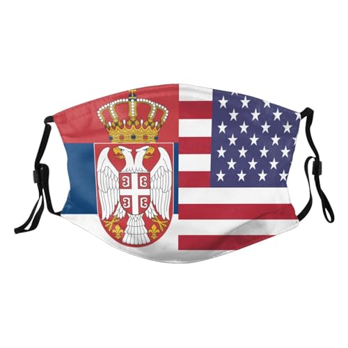 American and Serbian Flags Adult Dust Mask Adjustable Dust Face with 2 Filter63