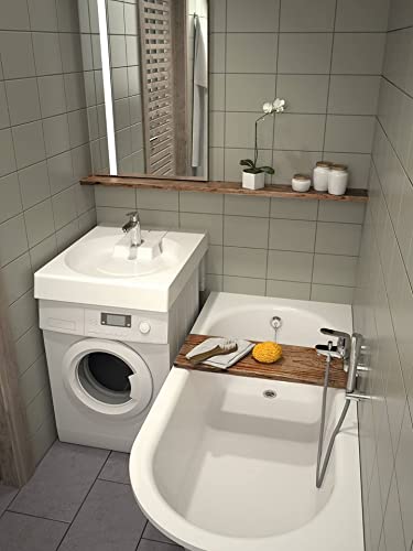 Lavabo de ahorro de espacio en lavadora estándar, GPM GRANDE – Sifón compacto escalonado en la parte trasera – Espacio libre bajo el lavabo de 63 x 60 cm