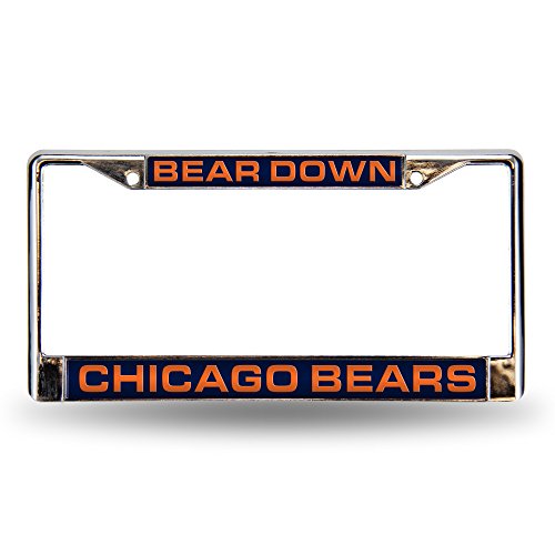 Marco cromado para placa de coche de los Chicago Bears con diseño láser