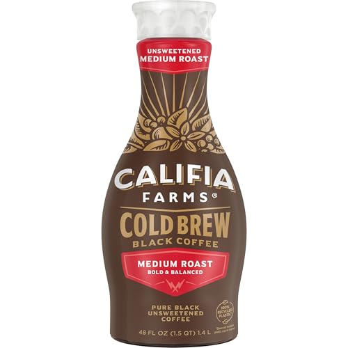 Califia Farms - Pure Black Medium Roast Cold Brew Coffee, 48...