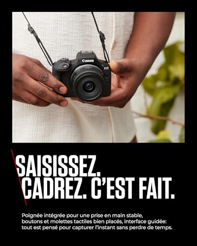 Canon EOS R100 Appareil Photo avec Objectif RF-S 18-45mm F4.5-6.3 is STM, Appareil Photo Hybride APS-C, Autofocus CMOS Dual Pixel, Vidéo 4K, Prise de Vue en Continu Jusqu’à 6,5 IPS, Wi-FI & Bluetooth