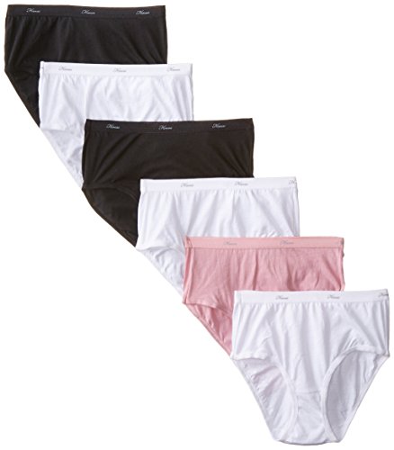 Hanes Womens 6 Pack Cotton Low Rise Brief Panty, Assorted, Large
