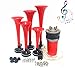 Produktbild YIYIDA Autohupe Musikhupe Car Horn 12V Musik Horn Schiffshupe Wasserdichte Hupe 5 Röhren Trompete Dixie 160db Air Horn rot LKW-Hupe mit Luftpumpenlautsprecher Air Horn für 12V auto LKW boot etc