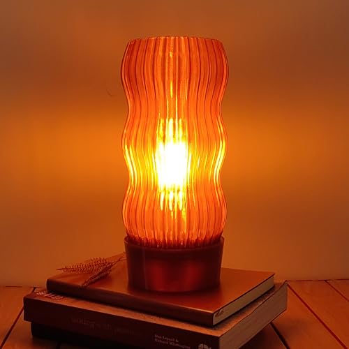 Generic Wavy X Amber Table Lamp_3D Printed With 99% Recycled Plastic thumb #1