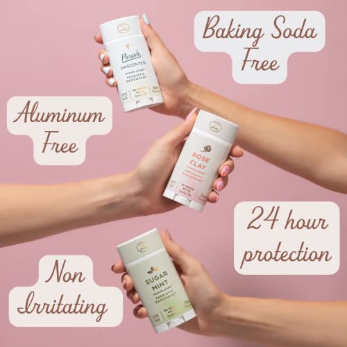 Honestly Phresh Natural Prebiotic Deodorant, Baking Soda & Aluminum Free Safe For Sensitive Skin, 24 Hour Odor Protection, 2.25 Oz, Rose Clay #TOP1