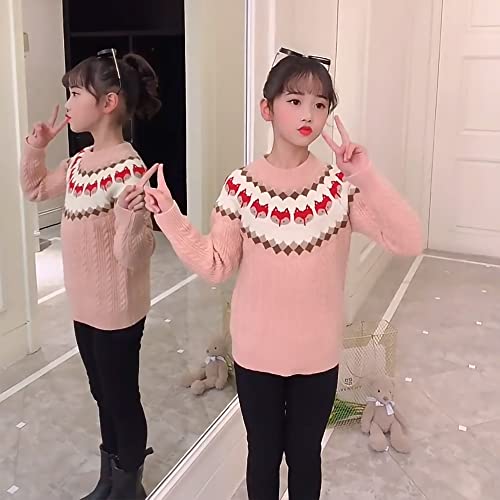 Kids Girls Vintage Cable Knit Sweater Toddler Cute Fox Pattern Thicken Warm Twist Knitted Crewneck Pullover Outerwear3