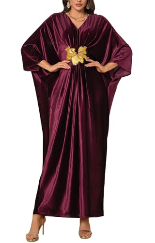 Orshoy Damen Strandkleid Kaftan Lange Bikini Cover Up Maxi Kleid Sommerkleid Bademode Tunika Kleid Nachtwäsche Sommer Boho Strandponcho mit V...