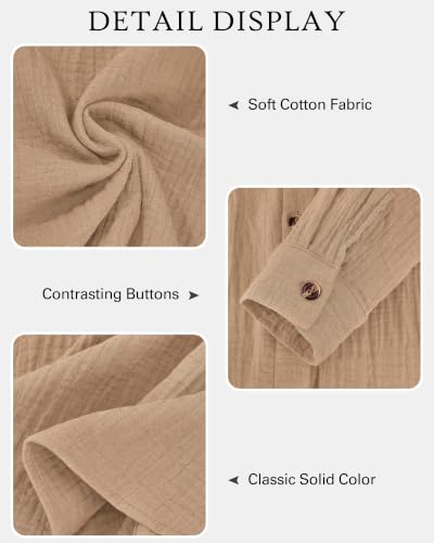 Image of NOLLSOM Casual Shirts for Women Long Sleeve Button Down Blouses Fall 2026 Solid Color Trendy Tops with Pocket